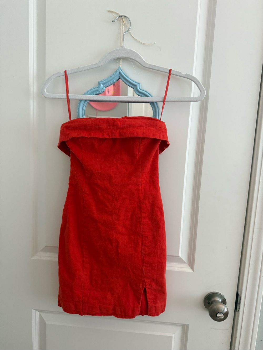 Red Strapless Mini Dress with Spaghetti Straps